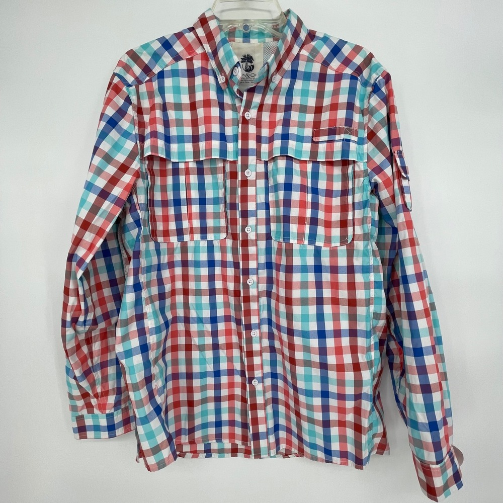Ocean & Coast Mens Plaid Button‎ Up Shirt Long Sleeve Fishing Outdoor Size M